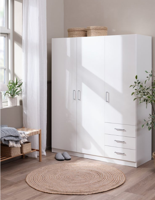 Ormar FANDRUP 97x176 2 vrata 3 fioke bela